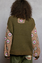 Load image into Gallery viewer, POL Contrast Square Pattern Sleeves Chenille Pullover Sweater
