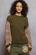 Load image into Gallery viewer, POL Contrast Square Pattern Sleeves Chenille Pullover Sweater

