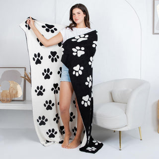 Paw Print Plush Blanket – Soft Cozy Throw 50” x 60”