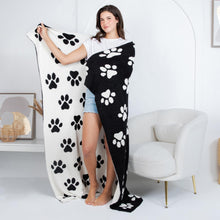 Load image into Gallery viewer, Paw Print Plush Blanket – Soft Cozy Throw 50” x 60”
