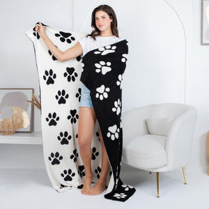 Paw Print Plush Blanket – Soft Cozy Throw 50” x 60”