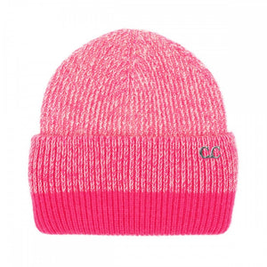 CC Two-Tone Heather Stripe Cuff Beanie – Cozy Knit Winter Hat
