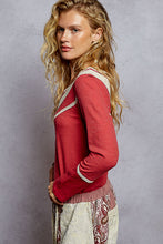 Load image into Gallery viewer, POL Long Sleeve Double Gauze Solid Knit Rib Top
