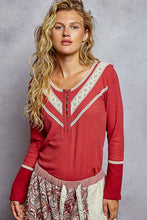 Load image into Gallery viewer, POL Long Sleeve Double Gauze Solid Knit Rib Top
