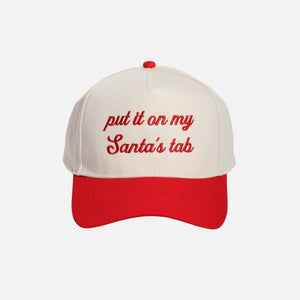 “Put It On My Santa’s Tab” Embroidered Two-Tone Baseball Cap – Cotton Snapback