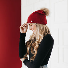 Load image into Gallery viewer, Fine Knit Fur Pom Slouchy Beanie Wholesale-Beanie-Pretty Simple
