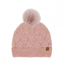 Load image into Gallery viewer, CC Leaf Pattern Faux Fur Pom Beanie – Recycled Blend Winter Hat
