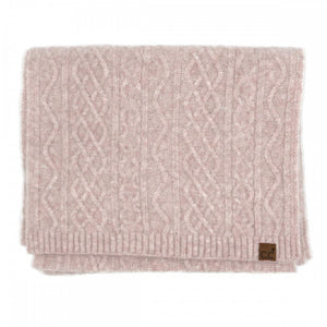 CC Cable Knit Scarf – Soft Winter Knit with Recycled Fibers