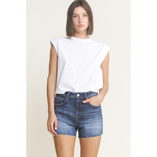 MICA DENIM SUPER HIGH RISE SHORTS DARK SEA BLUE