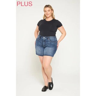 MICA DENIM SUPER HIGH RISE SHORTS DARK SEA BLUE