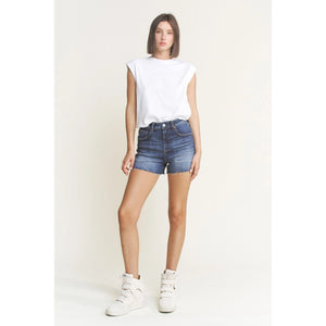 MICA DENIM SUPER HIGH RISE SHORTS DARK SEA BLUE