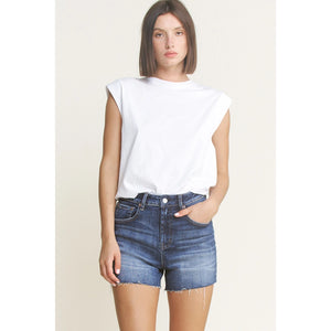 MICA DENIM SUPER HIGH RISE SHORTS DARK SEA BLUE