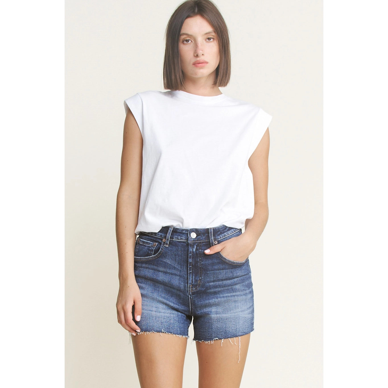 MICA DENIM SUPER HIGH RISE SHORTS DARK SEA BLUE