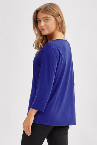 Dear Scarlett V-Neck 3/4 Sleeve Top | Royal Blue Boutique Favorite
