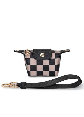 SF30109 Checker Coin Wallet Wristlet/Crossbody- Mocha