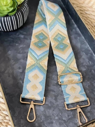 SS050B TG10139 Boho Adjustable Guitar Strap - Sage Aqua