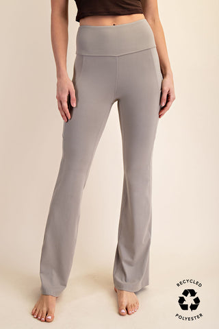 Rae Mode Butter Soft Flared Leggings With Pockets – High-Rise Recycled Fabric - Stone Taupe