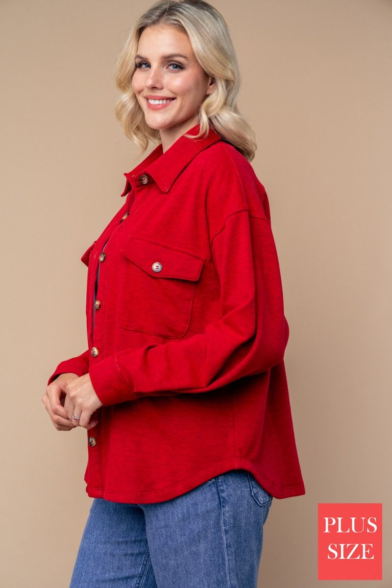 White Birch Oversized Fleece Shacket | Cozy Button Down