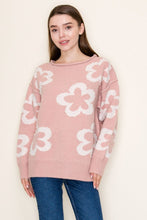 Load image into Gallery viewer, White Birch Pink Floral Pearl Sweater – Cozy Feminine Knit Pullover
