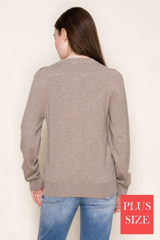 White Birch Taupe Button Front Cardigan