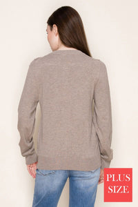White Birch Taupe Button Front Cardigan
