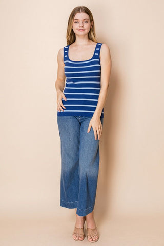 White Birch Sleeveless Striped Knit Top