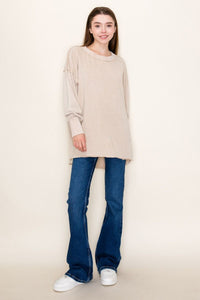 White Birch Oversized Long Sleeve Top – Relaxed Casual Fit