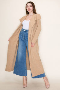 White Birch Knit Jacket with Belt – Longline Layer