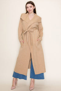 White Birch Knit Jacket with Belt – Longline Layer