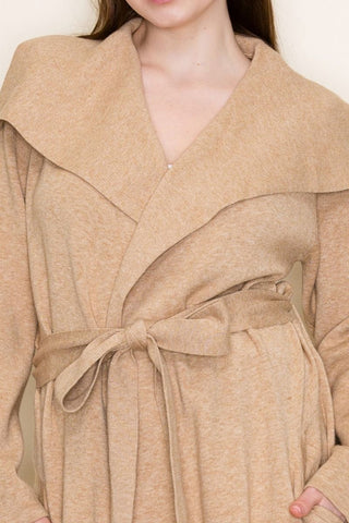 White Birch Knit Jacket with Belt – Longline Layer