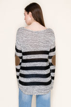 Load image into Gallery viewer, White Birch – Striped Knit Sweater with Elbow Patches
