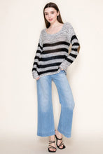 Load image into Gallery viewer, White Birch – Striped Knit Sweater with Elbow Patches
