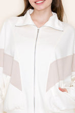 Load image into Gallery viewer, White Birch Color Block Zip-Up Jacket – Beige &amp; Ivory Athleisure Outerwear
