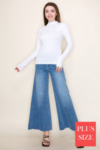White Birch Mock Neck Long Sleeve Top – Fitted Layering Essential