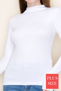 White Birch Mock Neck Long Sleeve Top – Fitted Layering Essential
