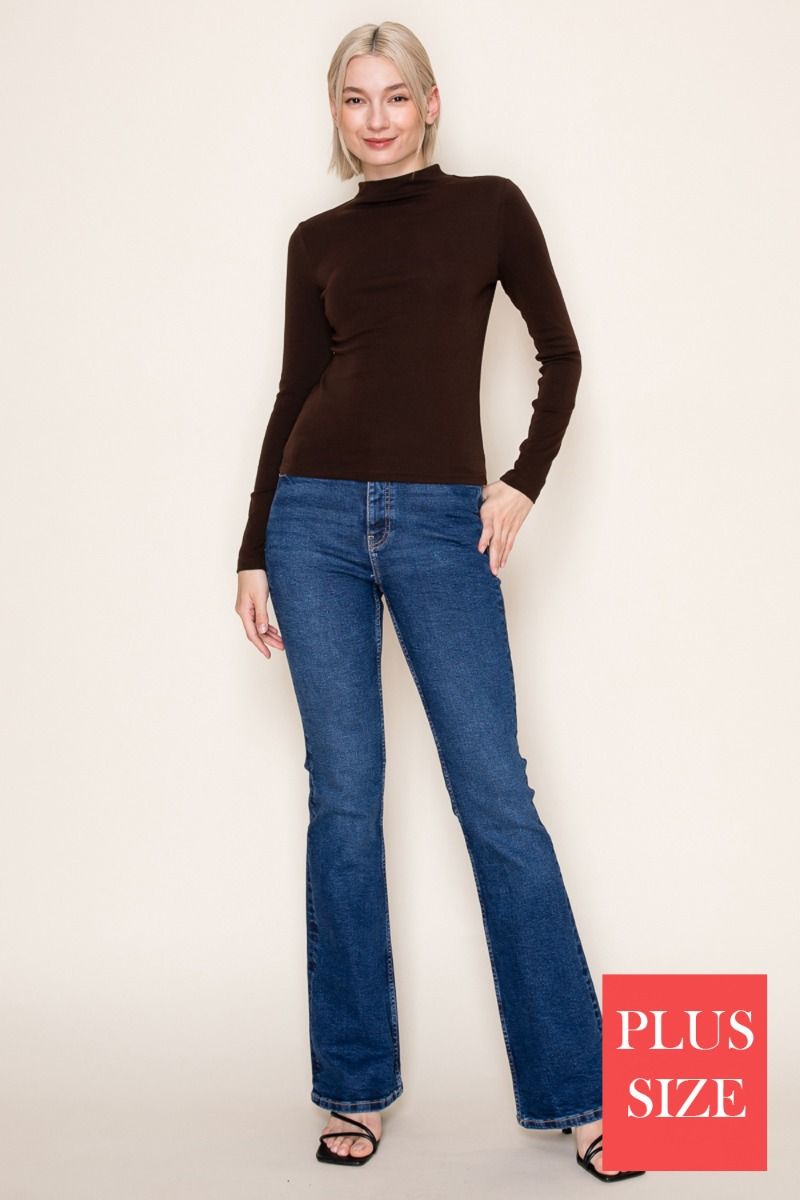 White Birch Mock Neck Long Sleeve Top – Fitted Layering Essential