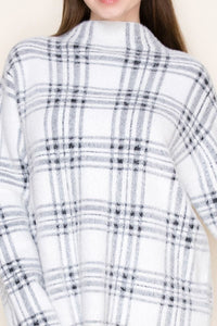 White Birch - Plaid Mock Neck Sweater