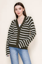 Load image into Gallery viewer, White Birch - Striped Button-Up Cardigan
