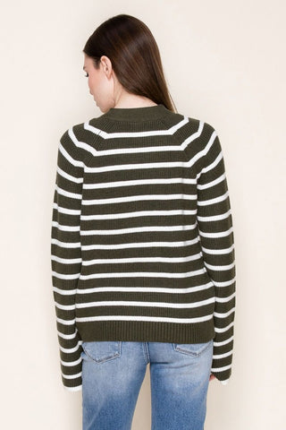 White Birch - Striped Button-Up Cardigan