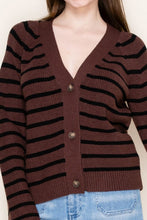 Load image into Gallery viewer, White Birch - Striped Button-Up Cardigan
