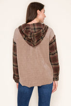 Load image into Gallery viewer, Plaid Hooded Knit Shacket
