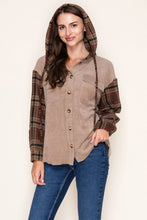 Load image into Gallery viewer, Plaid Hooded Knit Shacket
