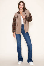 Load image into Gallery viewer, Plaid Hooded Knit Shacket
