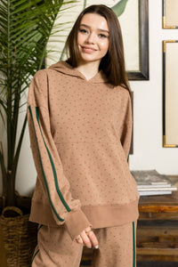 White Birch – Toffee Hoodie with Sporty Stripe