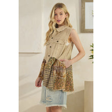Load image into Gallery viewer, Oli &amp; Hali Washed Flannel Ruffle Hem Corduroy Sleeveless Vest | Women’s Layering Top
