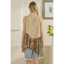 Load image into Gallery viewer, Oli &amp; Hali Washed Flannel Ruffle Hem Corduroy Sleeveless Vest | Women’s Layering Top
