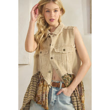 Load image into Gallery viewer, Oli &amp; Hali Washed Flannel Ruffle Hem Corduroy Sleeveless Vest | Women’s Layering Top
