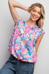 Easel - Floral Pattern Blouse - Blue