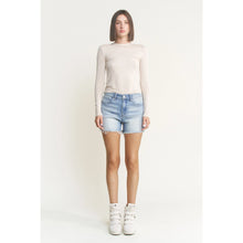 Load image into Gallery viewer, MICA DENIM HIGH RISE FRAYED HEM SHORTS COOL INDIGO
