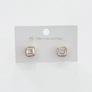 Bezel Diamond Stud Earrings - WATERPROOF-Earrings-Pretty Simple